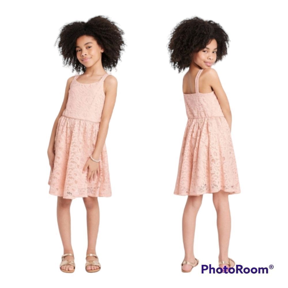 Zenzi Girls' Lace Sleeveless Dress Dusty Blush Pink Size L (10/12)